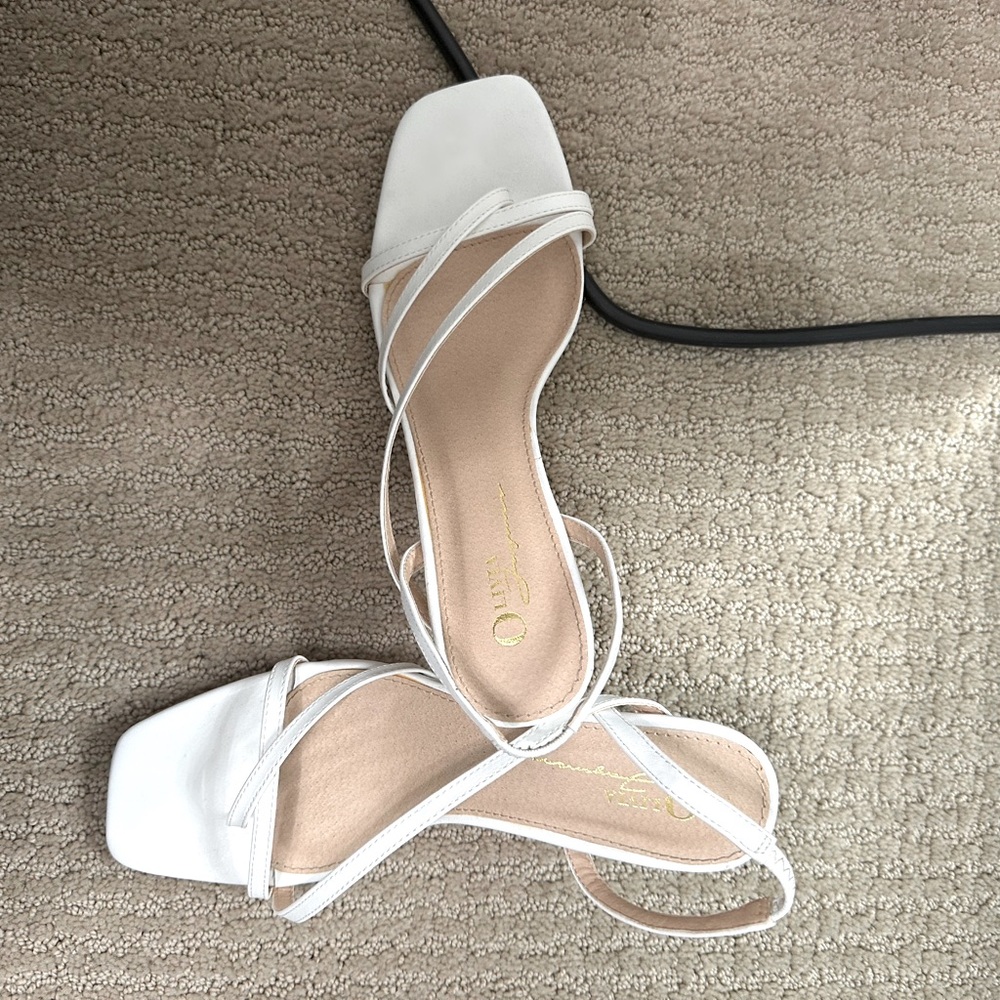 White strap heels